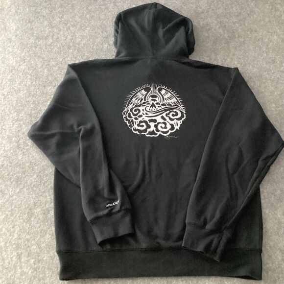 Volcom Mens D.I Shred Fleece Pullover Hoodie Size M Black Kangaroo Pocket Jersey - Picture 6 of 16